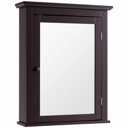 Bathroom Wall Mounted Medicine Cabinet with Mirror - Storage Cabinet | Brown MDF Cabinet