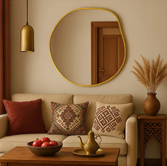 Irregular Bathroom Wall Mirror – Modern Black Frame Mirror for Vanity, Entryway & Living Room