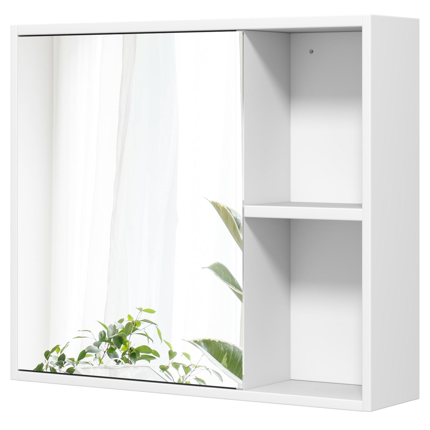 Bathroom Medicine Cabinet with Mirror Door - White Wall Mounted Storage Cabinet
