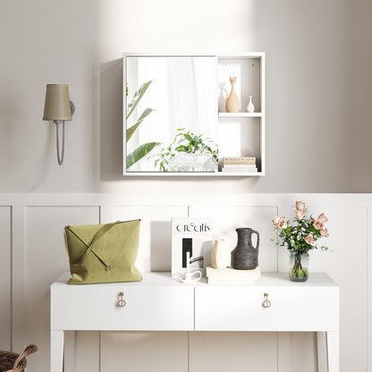 Bathroom Medicine Cabinet with Mirror Door - White Wall Mounted Storage Cabinet