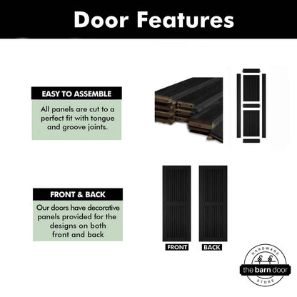 Vertical Slat Barn Door Kit - Black Hardware with DIY Unassembled System & Custom Finishes