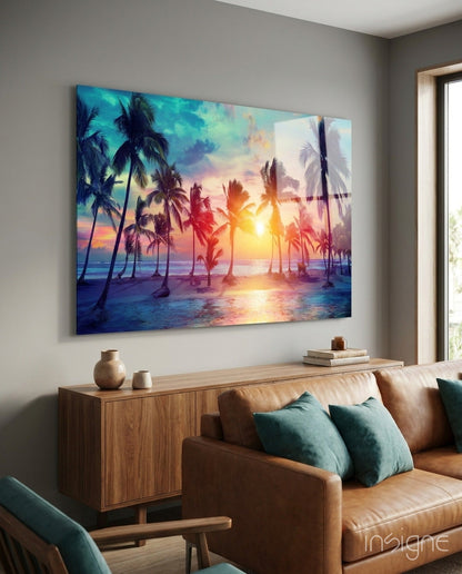 Sunset and Palms Glass Art