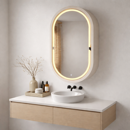 Beech LED Mirror Cabinet USA | Bathroom Medicine Cabinet & Makeup Vanity Storage | Wall Mount Mirror