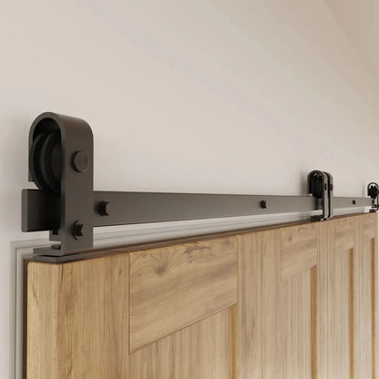 Bifold Barn Door Hardware - J Top Mount Matte Black 4-Door Kit for Wide Openings