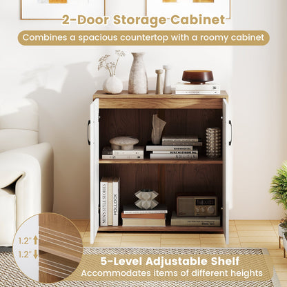 Coffee Bar Cabinet with 5-Position Adjustable Shelf for Living Room Dining Room-Natural