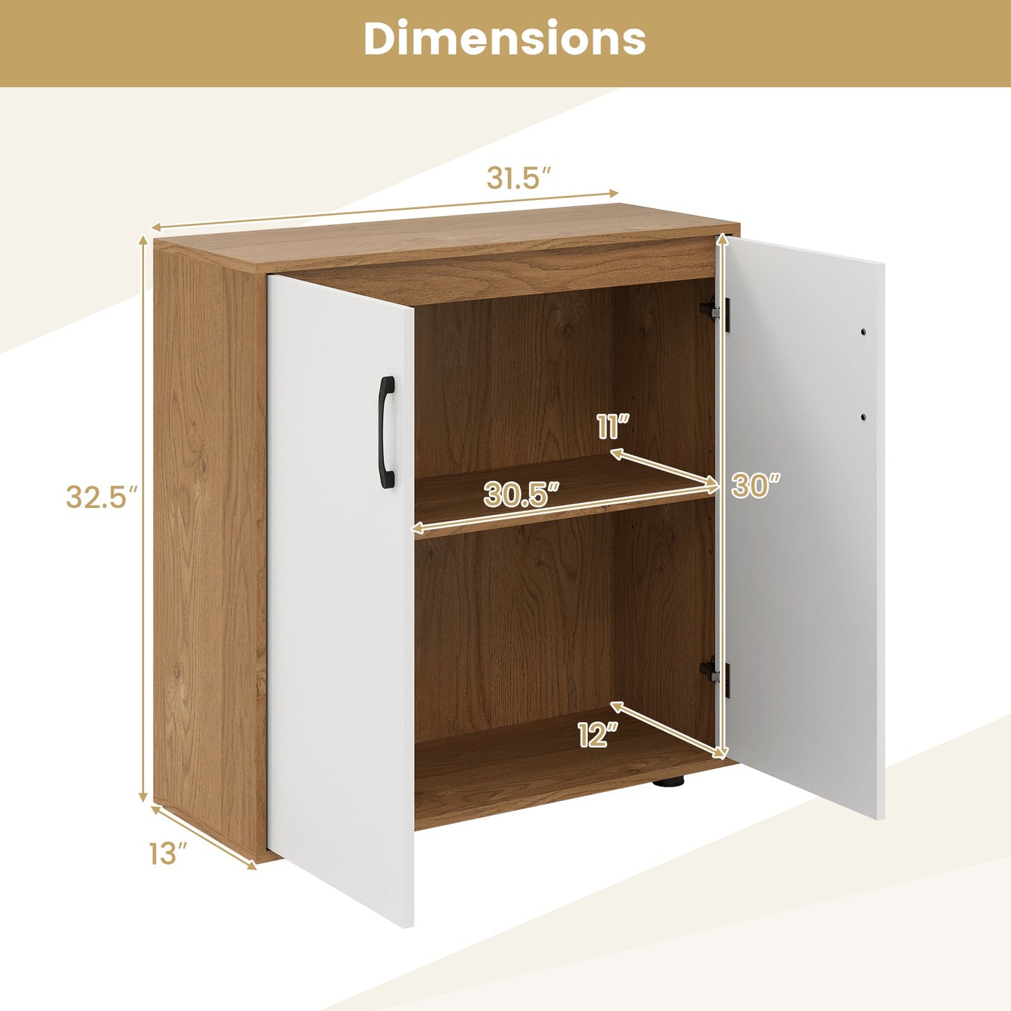 Coffee Bar Cabinet with 5-Position Adjustable Shelf for Living Room Dining Room-Natural