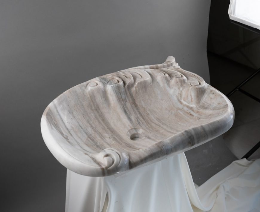 Marble Sink – Luxury Stone Sink Bathroom Basin (45x55x15 cm), Handcrafted Natural Marble Vanity Bowl