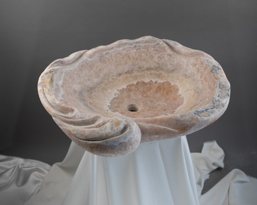 Marble Sink – Luxury Stone Sink Bathroom Basin (50x55x15 cm), Handcrafted Natural Marble Vanity Bowl