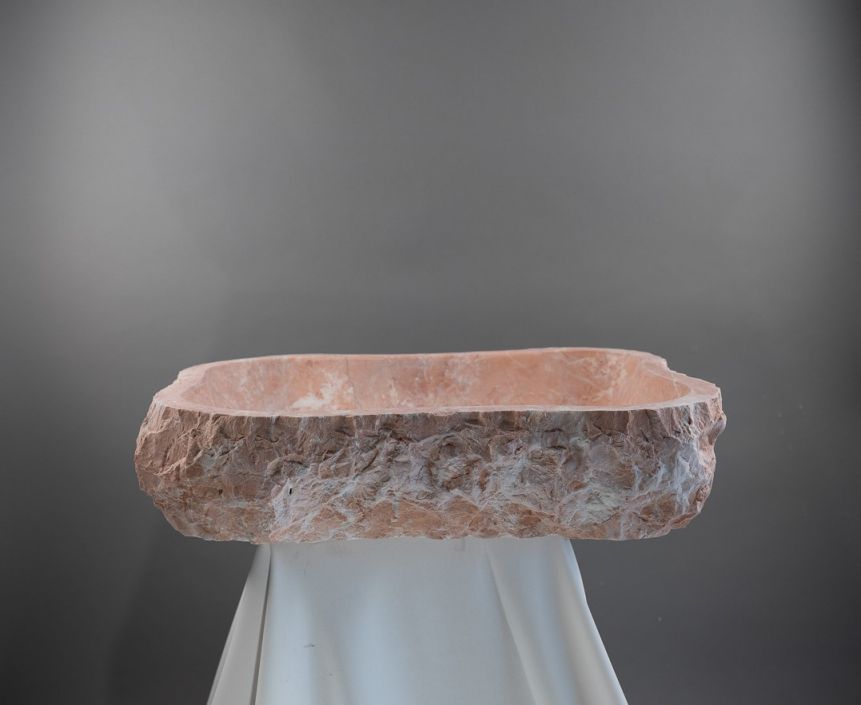 Luxury Marble Vessel Sink – Handcrafted Natural Stone Bathroom Basin, Rustic Vanity Bowl 21.6"x15.7"x5.5" (55x40x14 cm)