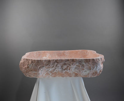 Luxury Marble Vessel Sink – Handcrafted Natural Stone Bathroom Basin, Rustic Vanity Bowl 21.6"x15.7"x5.5" (55x40x14 cm)