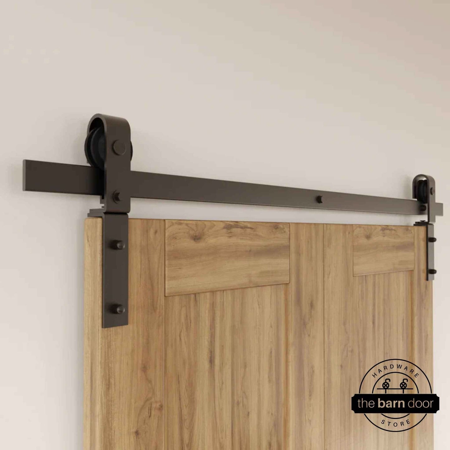 Barn Door Hardware Bifold - J-Strap Matte Black with Classic Rollers 2-Door Kit