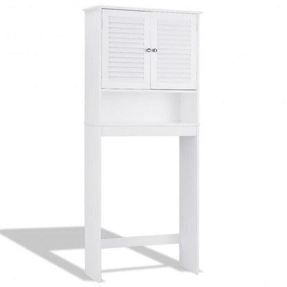 Over The Toilet Storage Cabinet | Double Doors & Adjustable Shelf – White