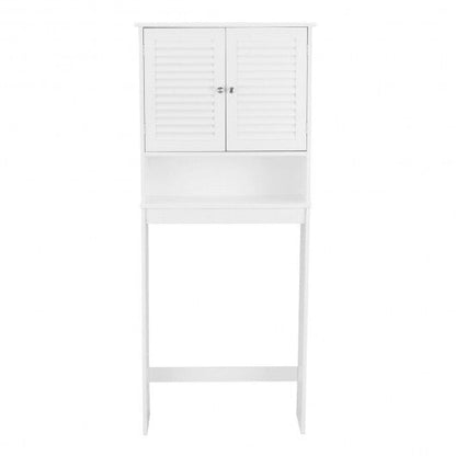 Over The Toilet Storage Cabinet | Double Doors & Adjustable Shelf – White