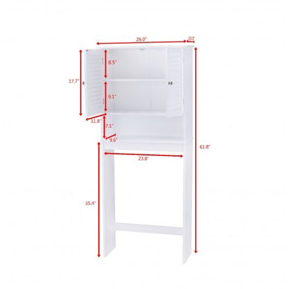 Over The Toilet Storage Cabinet | Double Doors & Adjustable Shelf – White