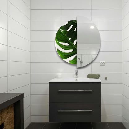 Modern Round Wall Mirror – Half Mirror Half Tempered Glass, Artistic Statement Mirror