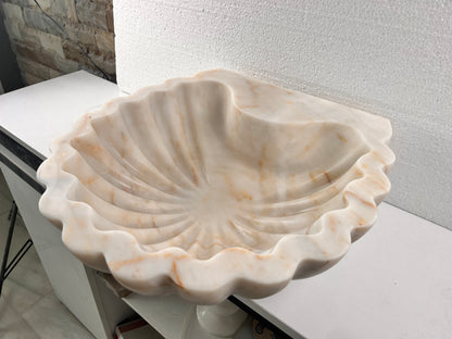 Marble Bathroom Sink – Carrara White Stone Vessel Sink Shell Design
