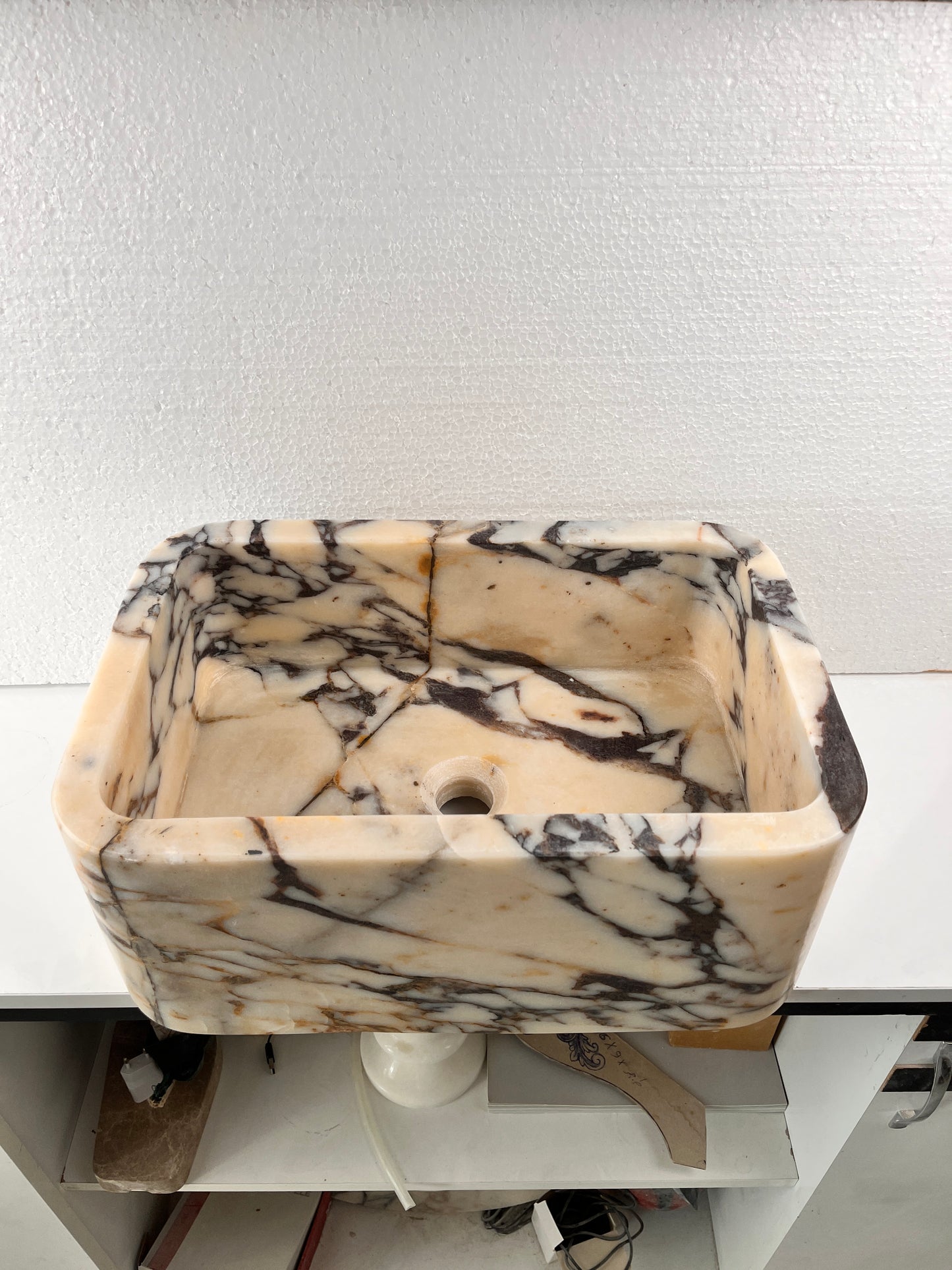 Marble Bathroom Sink – Calacatta Viola Stone Vessel Sink Rectangular