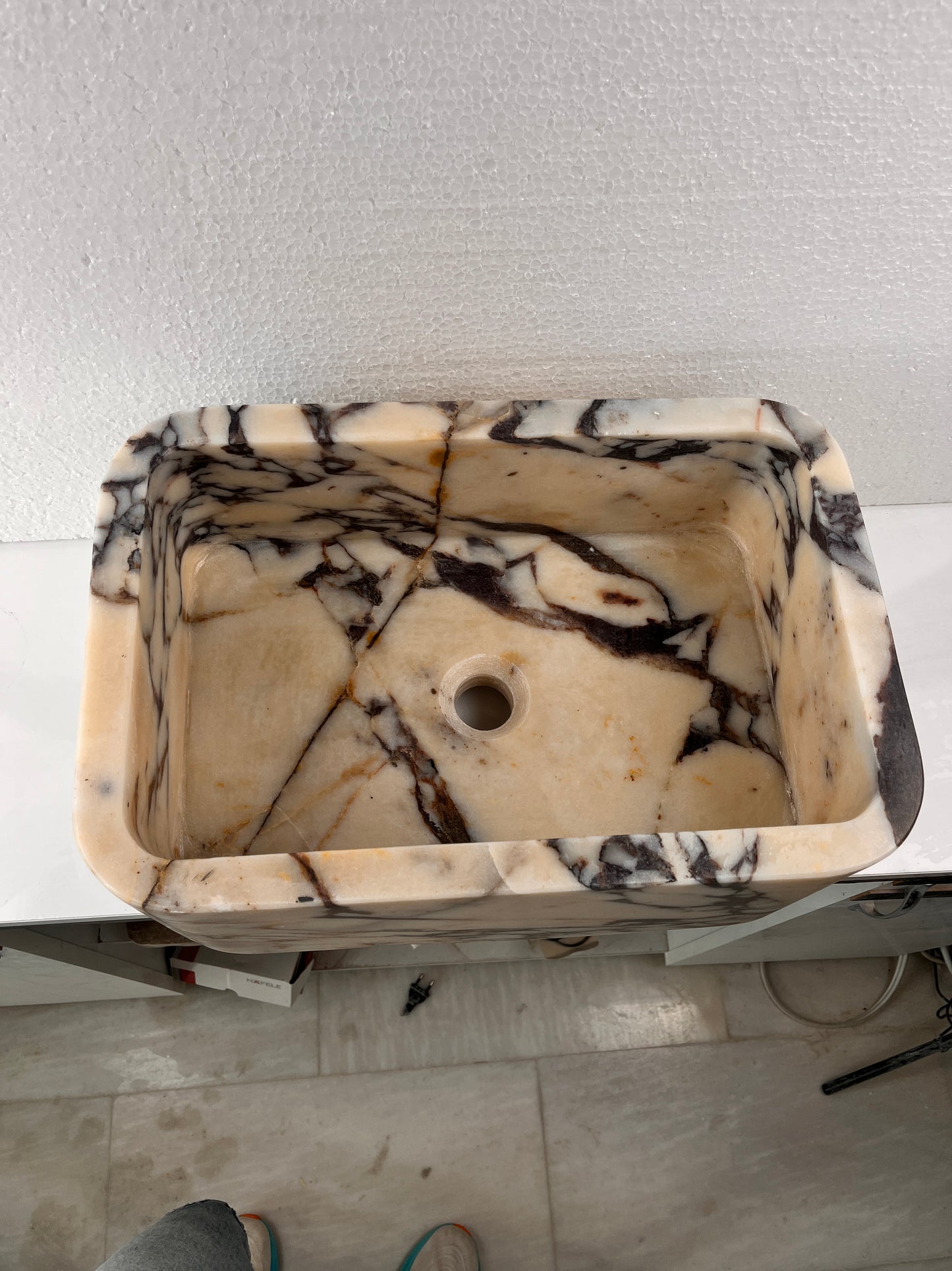 Marble Bathroom Sink – Calacatta Viola Stone Vessel Sink Rectangular