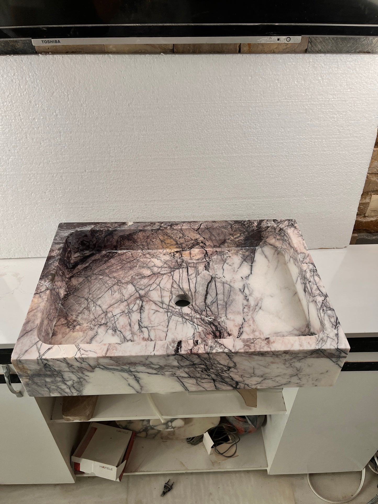 Marble Bathroom Sink – Lilac Marble Rectangular Stone Vessel Sink