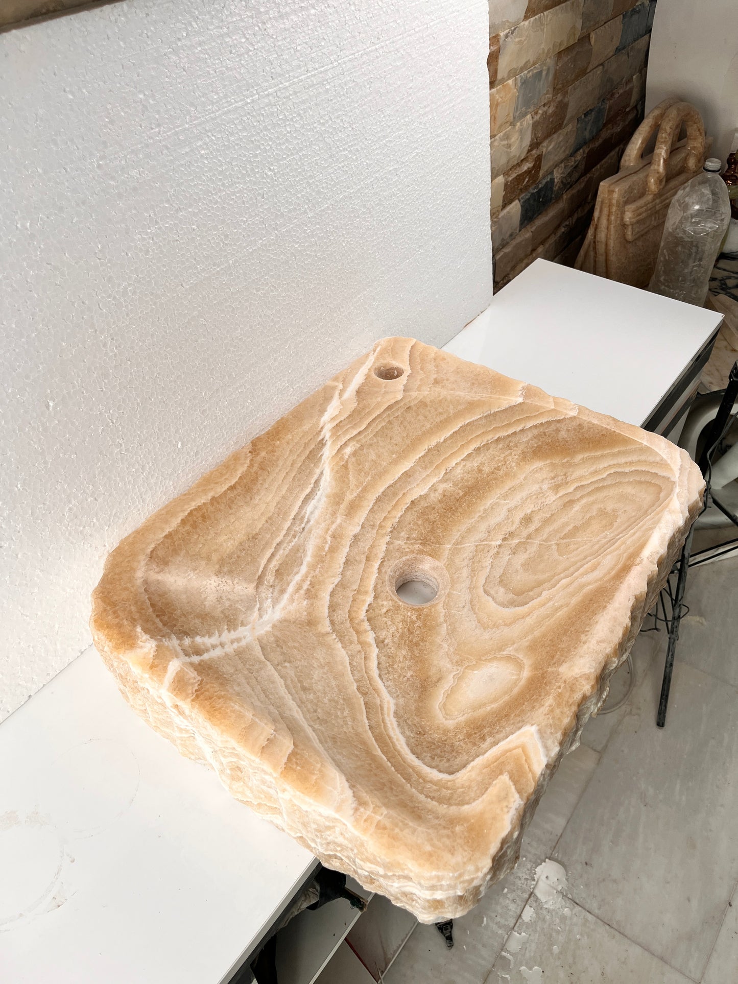 Onyx Marble Sink Bathroom – Natural Stone Rectangular Vessel Sink