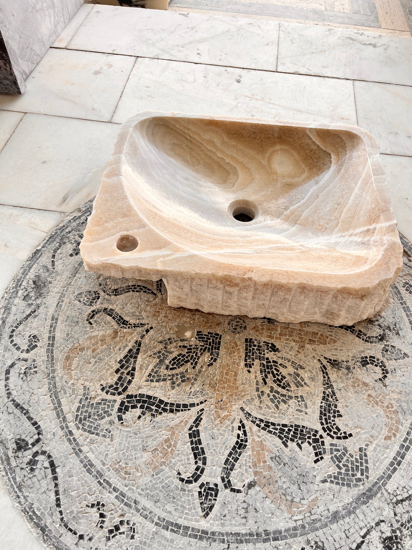 Onyx Marble Sink Bathroom – Natural Stone Rectangular Vessel Sink