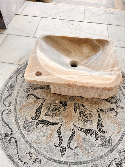 Onyx Marble Sink Bathroom – Natural Stone Rectangular Vessel Sink