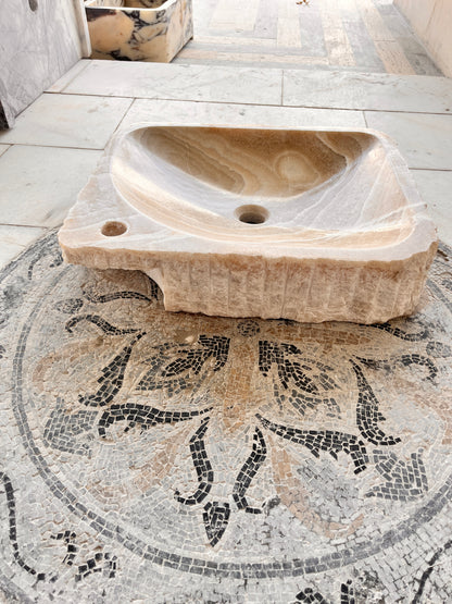 Onyx Marble Sink Bathroom – Natural Stone Rectangular Vessel Sink