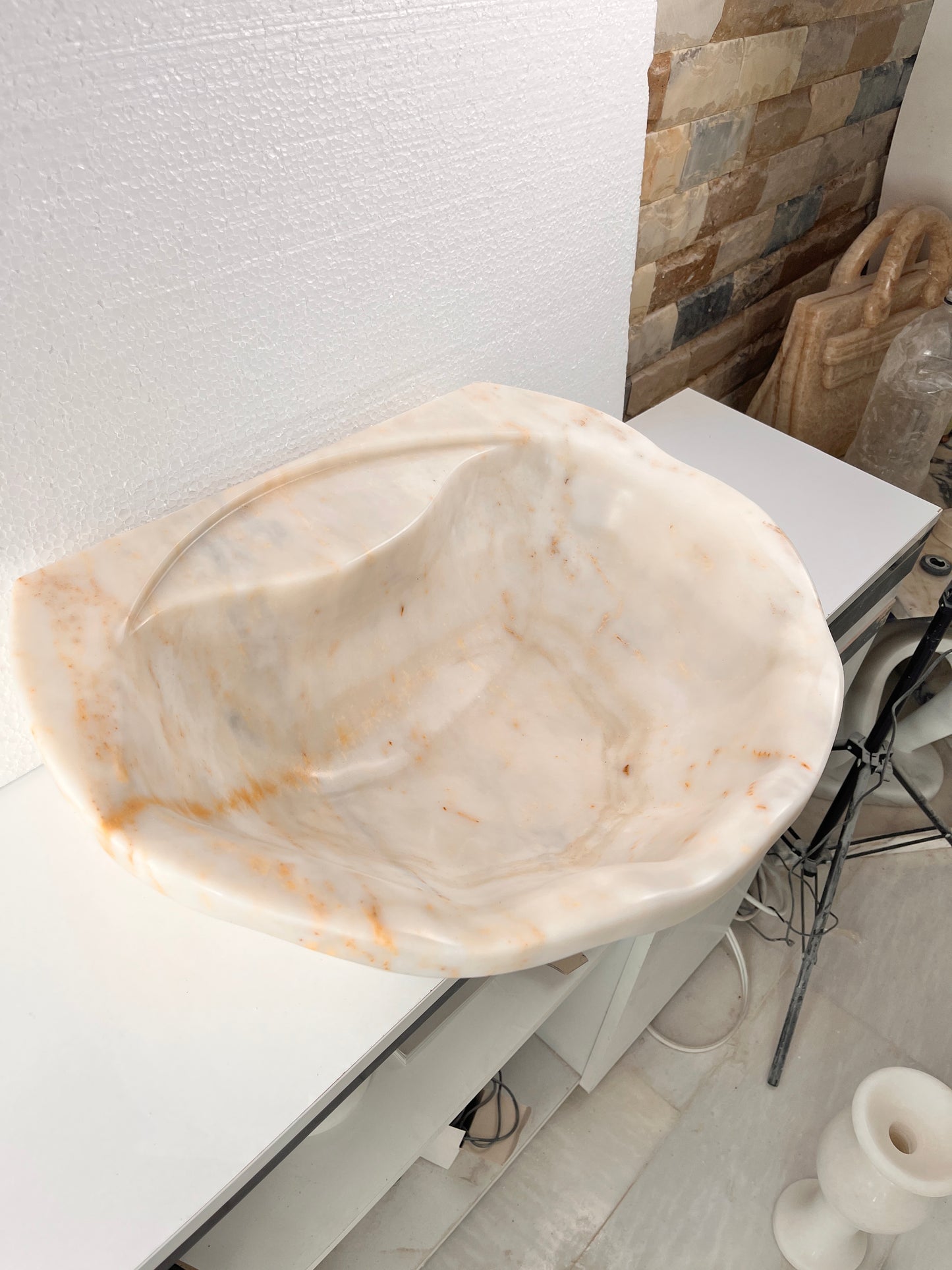 Marble Sink – Carrara Stone Vessel Sink Handmade Bathroom Basin | Oval Vanity Bowl (16"x20"x6")