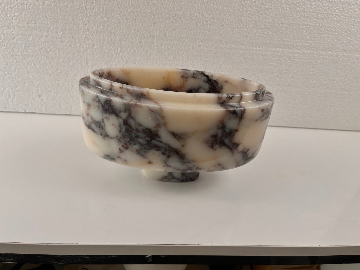 Marble Tray – Luxury Calacatta Viola Stone Pedestal Bowl 6"x10"x4.7" (15x25x12 cm) Hand-Carved Natural Marble Decor