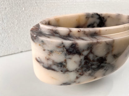 Marble Tray – Luxury Calacatta Viola Stone Pedestal Bowl 6"x10"x4.7" (15x25x12 cm) Hand-Carved Natural Marble Decor