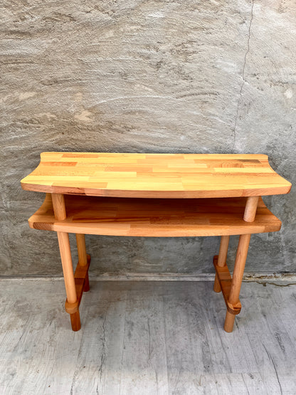 Console Table with Mirror Set, Solid Beech Wood Entryway Furniture, Scandinavian Minimalist Vanity