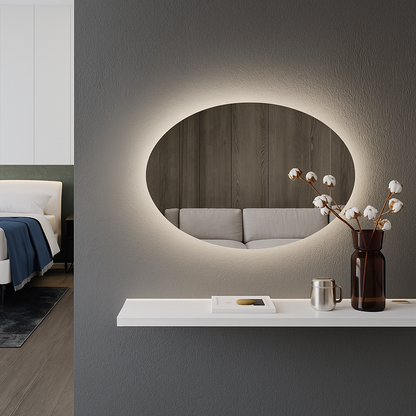 LED Bathroom Mirror Oval – Modern Backlit Vanity Wall Mirror with Dimmable Light