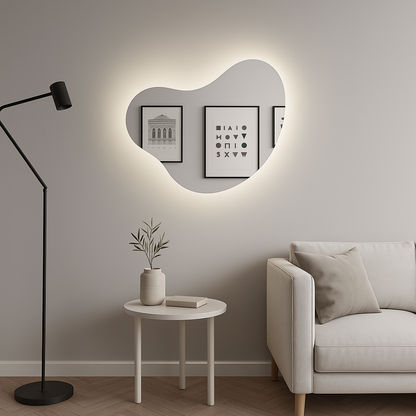 LED Bathroom Mirror Irregular Shape – Modern Asymmetrical Backlit Wall Mirror