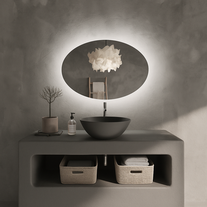LED Bathroom Mirror Oval – Modern Backlit Vanity Wall Mirror with Dimmable Light
