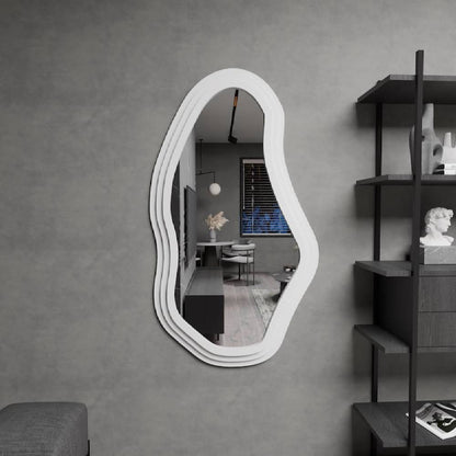 Modern Wavy Wall Mirror – Irregular Shape MDF Frame Mirror in Multiple Colors