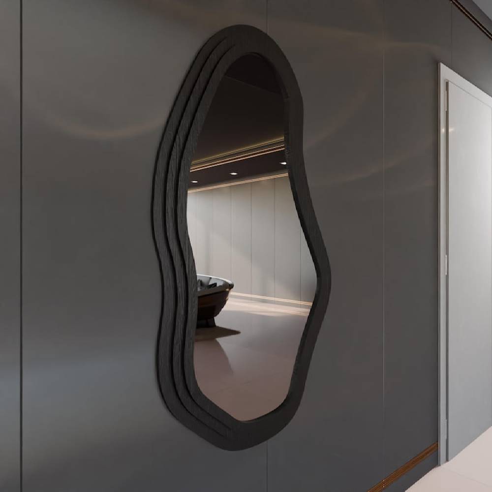 Modern Wavy Wall Mirror – Irregular Shape MDF Frame Mirror in Multiple Colors