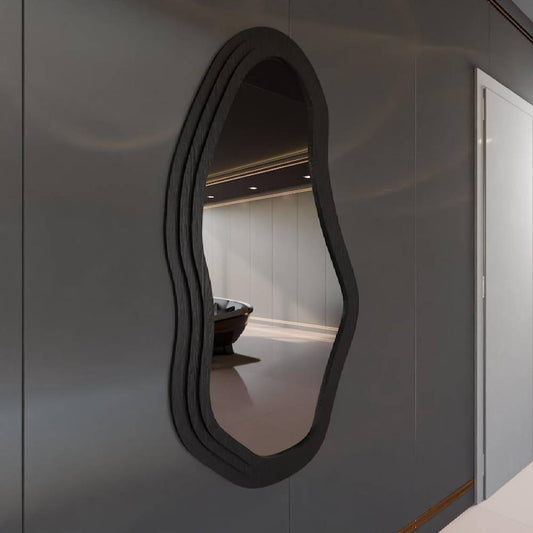 Modern Wavy Wall Mirror – Irregular Shape MDF Frame Mirror in Multiple Colors