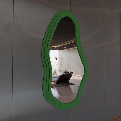Modern Wavy Wall Mirror – Irregular Shape MDF Frame Mirror in Multiple Colors