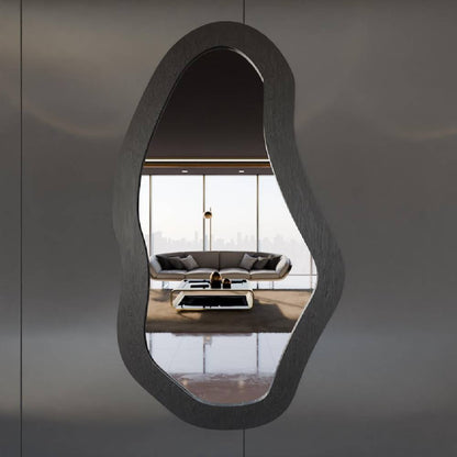 Modern Wavy Wall Mirror – Irregular Shape MDF Frame Mirror in Multiple Colors