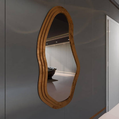 Modern Wavy Wall Mirror – Irregular Shape MDF Frame Mirror in Multiple Colors
