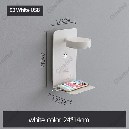 LED Wall Lights With Switch And USB Interface Fashion White Black Lamp Fixture Corridor Aisle Lighting Art Luminaire Wandlamp
