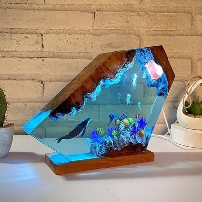 Seabed Exploration Organism Resin Table Light 2 Divers Resin Table Light Deep Sea Diver Night Light Bedroom Office Desk Decor