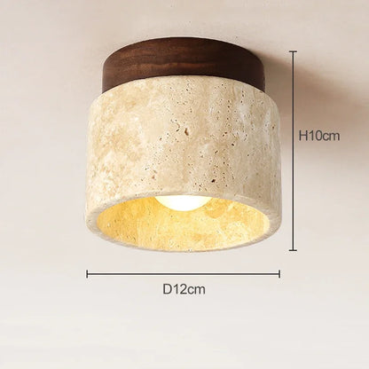 Japanese Wabi Sabi Yellow Marble Hotel Lobby Corridor Ceiling Light Creative Cream Style Restaurant Room Balcony Decorative Lamp