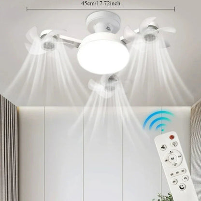 Drone Shaped E27 Fan Light with Remote Control 3 Color Dimming Light for Home Living Room Bedroom Silent Ceiling Fan Light