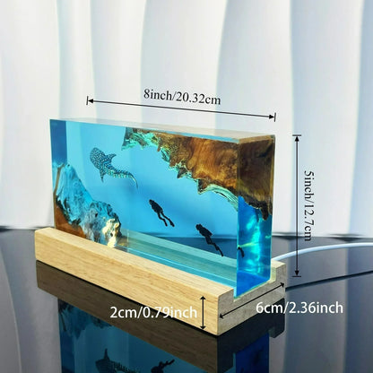 Seabed Exploration Organism Resin Table Light 2 Divers Resin Table Light Deep Sea Diver Night Light Bedroom Office Desk Decor