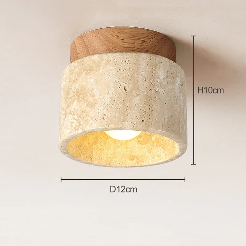 Japanese Wabi Sabi Yellow Marble Hotel Lobby Corridor Ceiling Light Creative Cream Style Restaurant Room Balcony Decorative Lamp