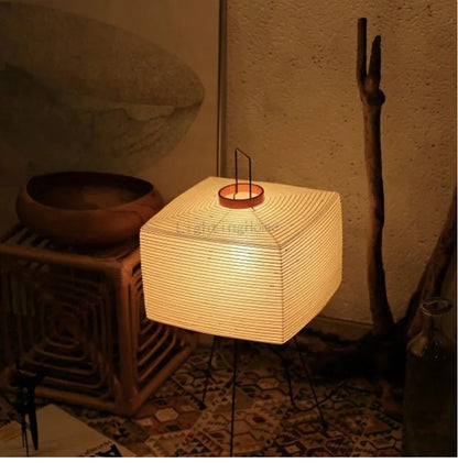 Japanese Creative Tripod Floor Lamp Designer Wabi-sabi Style Bedroom Rice Paper Standing Lights Home Hotel Lighting Decoration