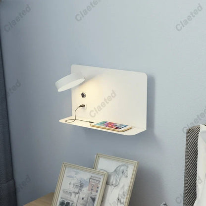 LED Wall Lights With Switch And USB Interface Fashion White Black Lamp Fixture Corridor Aisle Lighting Art Luminaire Wandlamp