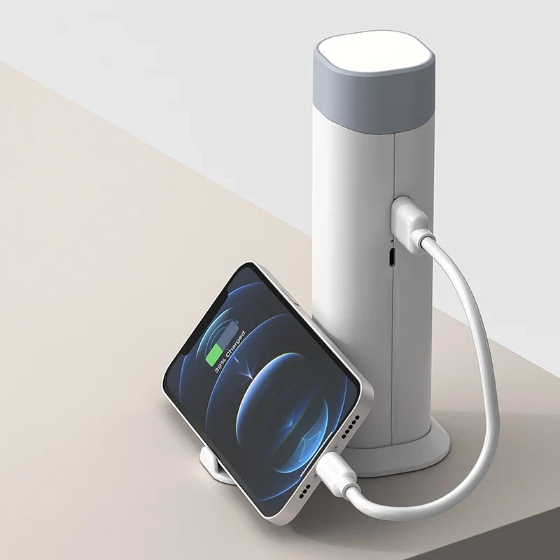 Folding LED Desk Lamp with 3 Speed Dimming Eye Protection USB Charging Book Light with Flashlight And Phone Holder Function