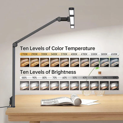 LED Desk Lamp with Clamp Remote Dimming 24W Ultra Bright Desk Lamp for Home and Office Architects Paired with Ambient Lighting